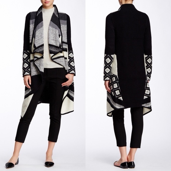 Vince Graphic Texture Cardigan Longline Wool Alpaca Blend Knit Mixed Pattern - Picture 14 of 15